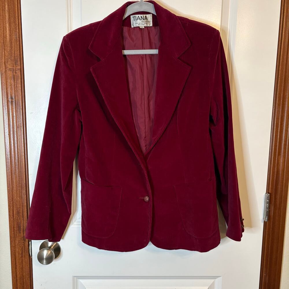 Tiana Creations Red Velvet Sz M/ L– Holiday Party Jacket Cotton Velvet​​​ - Picture 2 of 10